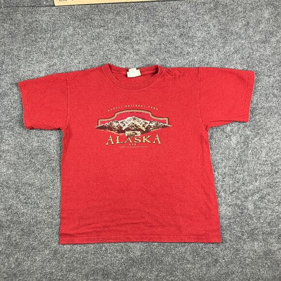 GreenBrand Recycled T-Shirt Mens Size Large Red Alaska Denali Graphic - Picture 2 of 8